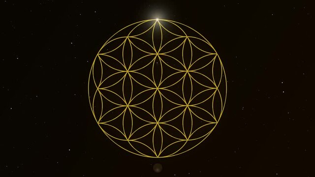 Golden Flower of Life in Space Animation
