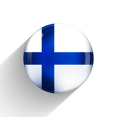 Obraz premium Glass light ball with flag of Finland. Round sphere, template icon. Finnish national symbol. Glossy realistic ball, 3D abstract vector illustration highlighted on a white background. Big bubble