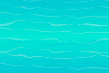 Vector abstract horizontal background. Blue or azure water with wavy curves and subtle blur. Wallpaper decoration.