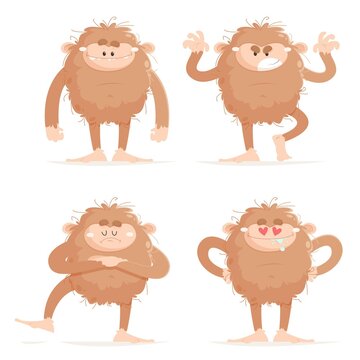Cartoon Bigfoot Sasquatch Character Set_2