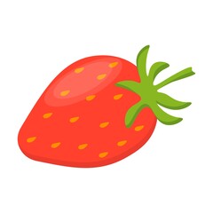 Whole strawberry fruit. Whole fresh fruits on a white isolated background. Flat vector illustration.