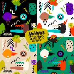 Memphis style seamless patterns collection,