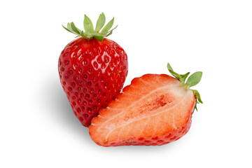 ripe red strawberries isolated on a white background