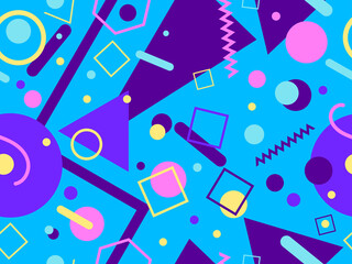 Materiał do szycia Memphis seamless pattern. Geometric elements memphis in the style of 80's. Trendy retro background for printing on paper, advertising materials and fabric. Vector illustration