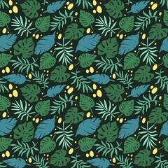 Fototapeta na wymiar Abstract green leaf tropical seamless pattern print textile