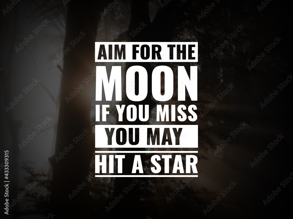 Wall mural inspirational and motivational quotes. aim for the moon. if you miss, you may hit a star.