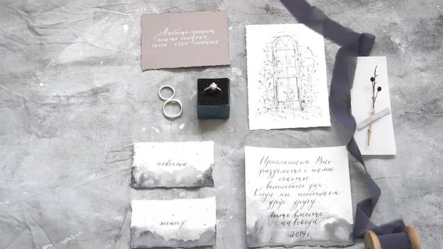 Wedding day decorations bridal shoes flowers Slow Motion