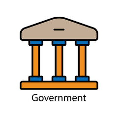 Government building lineal color icon. Editable stroke. Design template vector