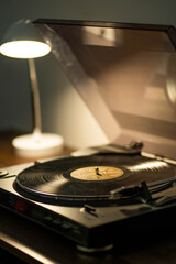 vinyl player with warm backlighting