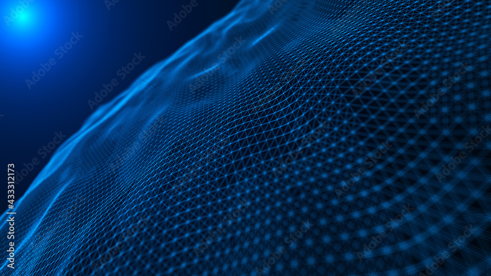 Poster Big data visualization. Abstract  wave. Digital background.  3d rendering.