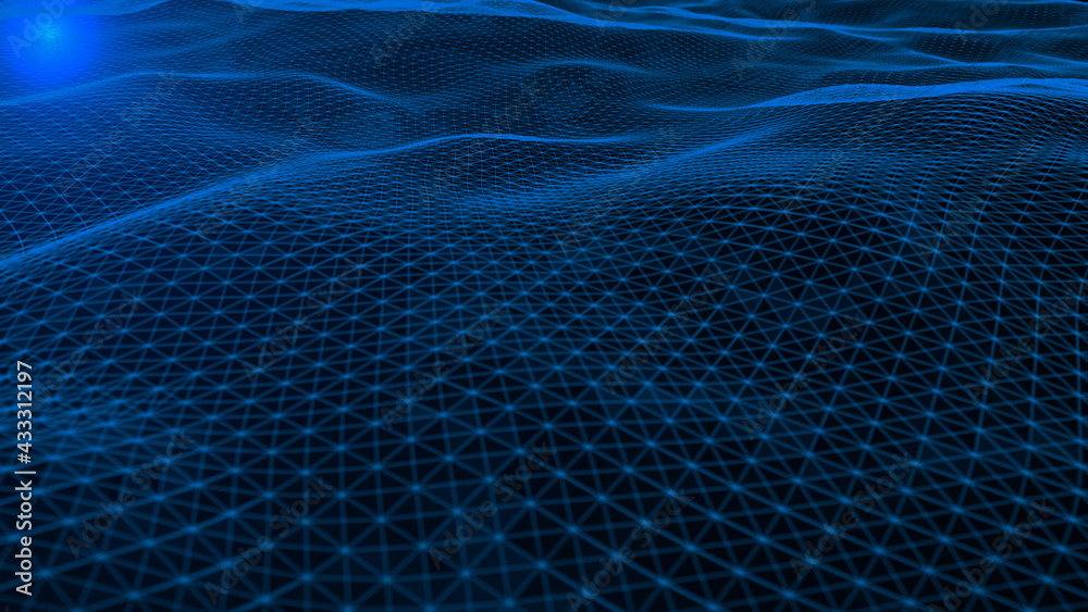 Poster Big data visualization. Abstract  wave. Digital background.  3d rendering.