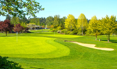 Scenic Golf course at Victoria, Canada on on a beautiful spring day. Vancouver Island is temperate...