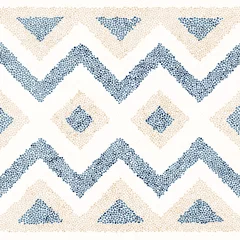 Behang Naadloos borduurpatroon in polka dot-stijl. Grungetextuur. Abstracte geometrische tribal sieraad. Punch naald borduurwerk, handgemaakt, tapijt print. Vector illustratie. © flovie