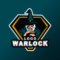 Warlock logo in the modern concept style on the badge