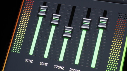 Music Equalizer bar. Audio waveform equalizer on screen black background. Music or sound wave on monitor. colorful sound visualizer abstract. gradient spectrum music graph. Digital graph glow in dark.