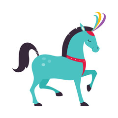 Circus Horse Animal Standing and Pawing Performing Trick Vector Illustration