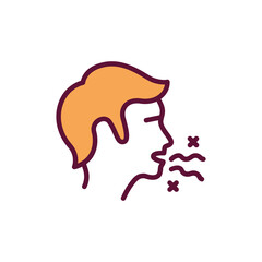 Bad smell from mouth line icon. Isolated vector element.