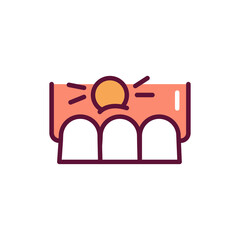 Inflammation teeth and gum line icon. Isolated vector element.