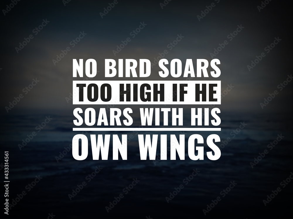 Wall mural inspirational and motivational quotes. no bird soars too high if he soars with his own wings.