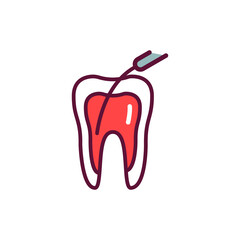 Teeth canal treatment line icon. Isolated vector element.