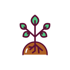Plant growth line icon. Isolated vector element.
