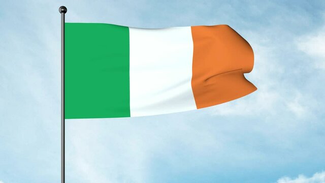 3D Illustration of The national flag of Ireland, 'the tricolour' Irish tricolour, is the national flag and ensign of the Republic of Ireland.