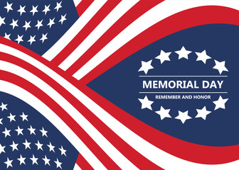 Memorial Day greeting card. Vector illustration. Patriotic American Flag
