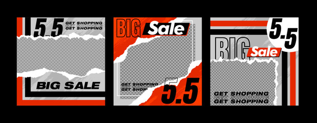 Sale minimalis square banner template. Editable background color with stripe line shape and photo college placement. Vector illustration for print, poster, social media post, and or web internet ads.