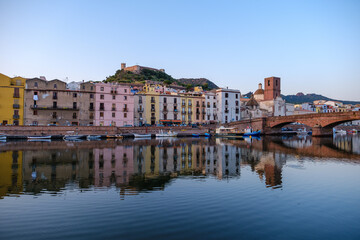 Fototapeta na wymiar Bosa old colorful town on island of Sardinia