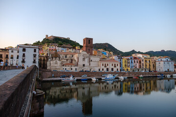 Fototapeta na wymiar Bosa old colorful town on island of Sardinia