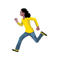 Fototapeta na wymiar Vector figure of a running fast black teen girl in profile
