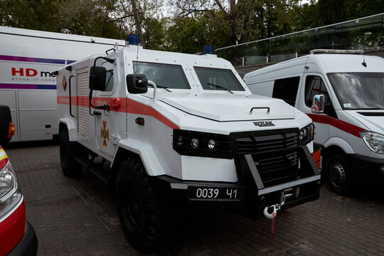 05.12.2021 Ukraine. Kiev. Exhibition of the country's safety. Rescue vehicles. High quality photo