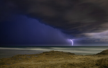 Lightning storm om Mediterranean Sea