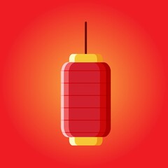 Obraz premium Happy Chinese New Year. Chinese New Year lanterns cylinder shape. Red paper lantern. Vector red Chinese lanterns cylindrical shape. Chinese lantern icon.