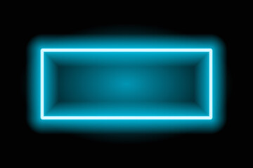 Neon frame blue glowing dark background vector illustration.