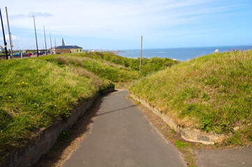 Fototapeta na wymiar Path at Tynemouth UK near beach