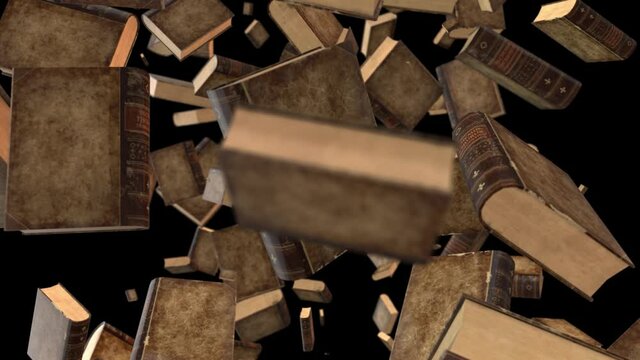 Many books in space, computer generated abstract background, 3D rendering