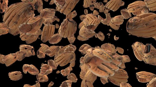 Many baseball glove in space, computer generated abstract background, 3D rendering