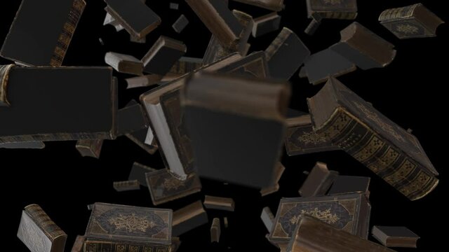 Many books in space, computer generated abstract background, 3D rendering