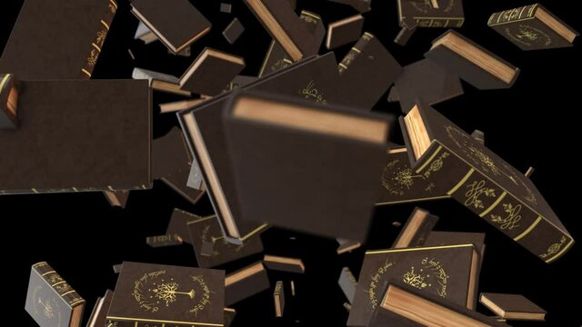 Many books in space, computer generated abstract background, 3D rendering