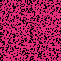 Abstract modern leopard seamless pattern. Animals trendy background. Pink and black decorative vector stock illustration for print, card, postcard, fabric, textile. Modern ornament of stylized skin