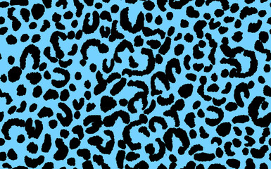 Abstract modern leopard seamless pattern. Animals trendy background. Blue and black decorative vector stock illustration for print, card, postcard, fabric, textile. Modern ornament of stylized skin