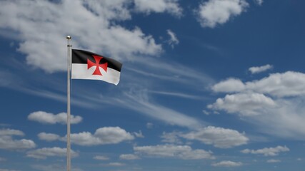 3D Banner knights templars, flag of poor soldiers christ and temple of solomon