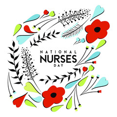 Fototapeta na wymiar An abstract vector illustration of National Nurses Day in floral artwork