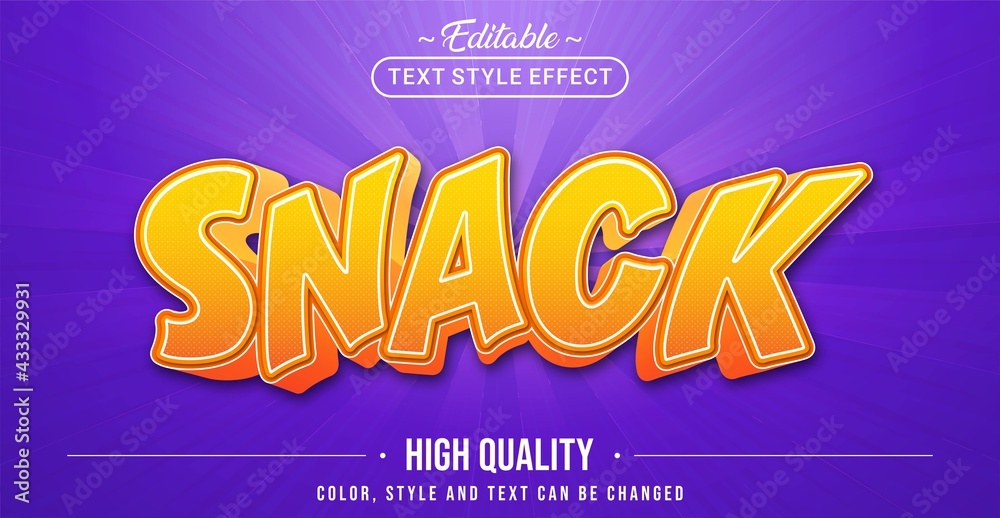 Poster editable text style effect - cartoon snack text style theme.