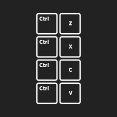 Copy and Paste, Undo Button, Ctrl Z, Ctrl X, Ctrl C, Ctrl P, Keyboard Icon Symbol Vector Set Illustration Background