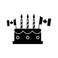 Canada Day Cake with Canadian Flag Vector Icons