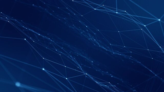 Motion graphic of Blue polygonal and dot connection with abstract background Camera zoom seamless loop video