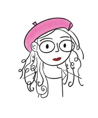 drawing of a woman's face white background, feminine