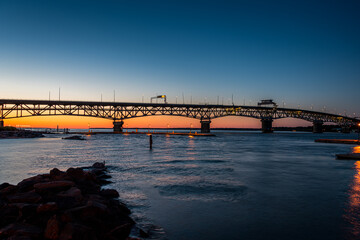 bridge at sunset over the York River